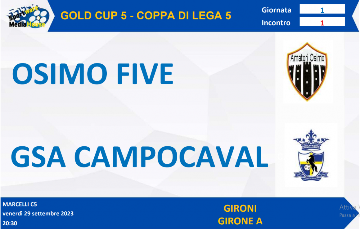 Coppa di Lega 5: Gsa Campocavallo, un debutto col botto!