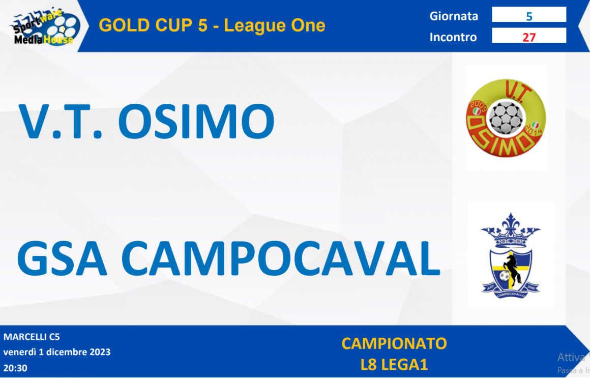 GC 5 Lega 1: Il Vt Osimo ferma la Gsa Campocavallo