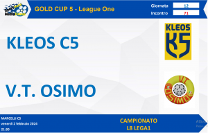 <strong>GC5 Lega 1: Il Vt Osimo batte e raggiunge il Kleos</strong>
