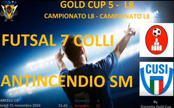 Gold Cup 5 Lega 1: Futsal 7 Colli ed Antincendio SM, un pari per muovere la classifica